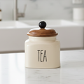 Ceramic Tea Jar Container Airtight Kitchen Storage– 600ml, Beige