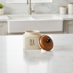 Ceramic Tea Jar Container Airtight Kitchen Storage– 600ml, Beige