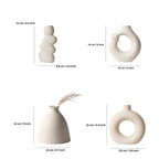 White Modern Nordic Sculptural Ceramic Vase Set | Set of 4