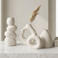 White Modern Nordic Sculptural Ceramic Vase Set | Set of 4