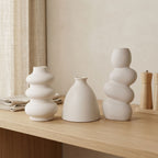 White Nordic Minimalist Ceramic Vase Set - Bubble &amp; Bottle - Set of 3
