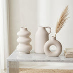 White Nordic Minimalist Ceramic Vase Set | Set of 3