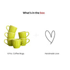 Pear Extract Ribbed Ceramic Mug Set | 180ml | Set of 6