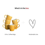 Orange Pop Ribbed Ceramic Mug Set-180ml-Set of 6