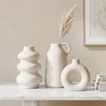 White Nordic Minimalist Ceramic Vase Set | Set of 3