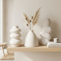 White Nordic Minimalist Ceramic Vase Set - Bubble &amp; Bottle - Set of 3
