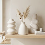 White Nordic Minimalist Ceramic Vase Set - Bubble &amp; Bottle - Set of 3