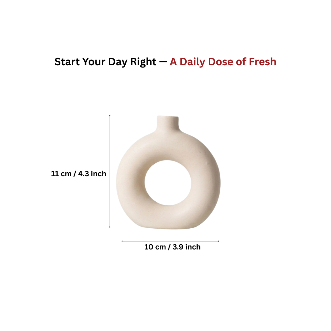White Nordic Minimalist Ceramic Vase Set | Donut, Jug &amp; Bottle | Set of 3