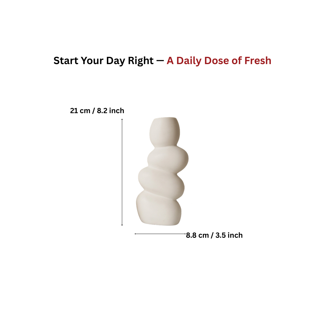 White Nordic Minimalist Ceramic Vase Set - Bubble &amp; Bottle - Set of 3