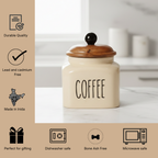 Ceramic Coffee Jar-600ml capacity and airtight wooden lid