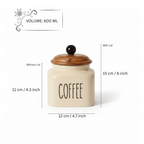 Ceramic Coffee Jar-600ml capacity and airtight wooden lid