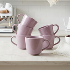 Lavender Glossy Ceramic Mug Set of 6, 200ml Fine Porcelain