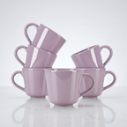 Lavender Glossy Ceramic Mug Set of 6, 200ml Fine Porcelain
