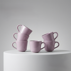 Lavender Glossy Ceramic Mug Set of 6, 200ml Fine Porcelain