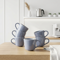 Blue Glossy Ceramic Mug Set of 6-200ml Fine Porcelain