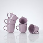 Lavender Glossy Ceramic Mug Set of 6, 200ml Fine Porcelain