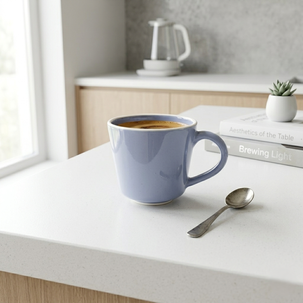 Blue Glossy Ceramic Mug Set of 6-200ml Fine Porcelain